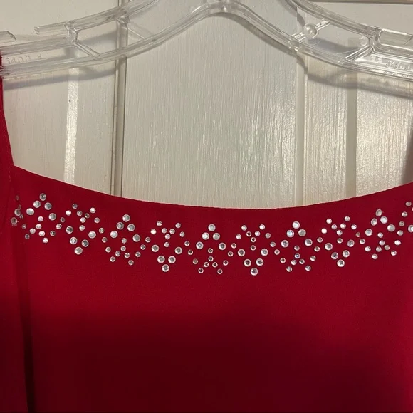HP💃🏼Jessica McClintock red formal dress w/rhinestones. Fully lined. Size 5/6 - Picture 2 of 3